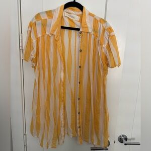 We the Free: Orange and White Striped Button-Up Shirt